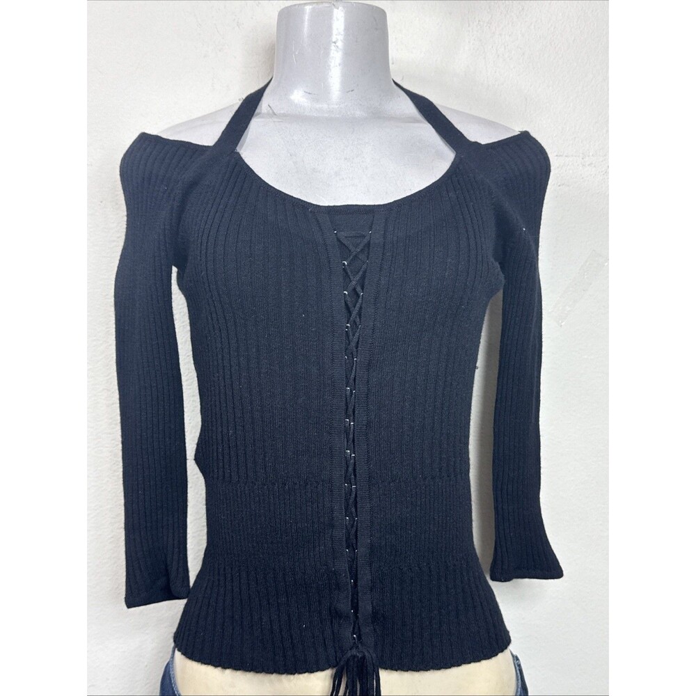 (C1)Chesley sexy vintage sweater chunky cable knit off-the-shoulder style,size S